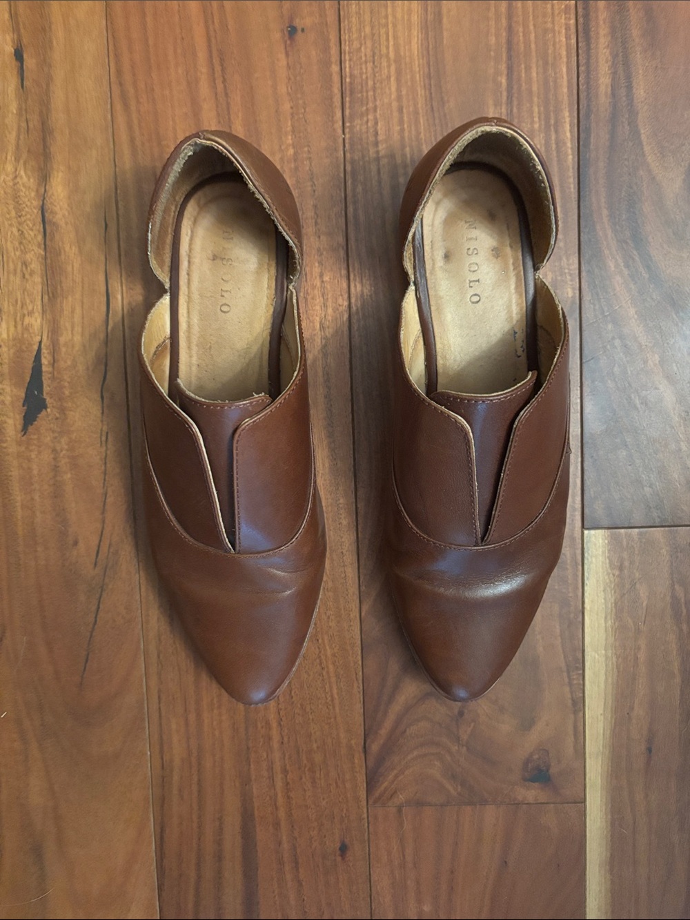 Nisolo Emma D’Orsay Oxford Flats in Cognac brown, size 9